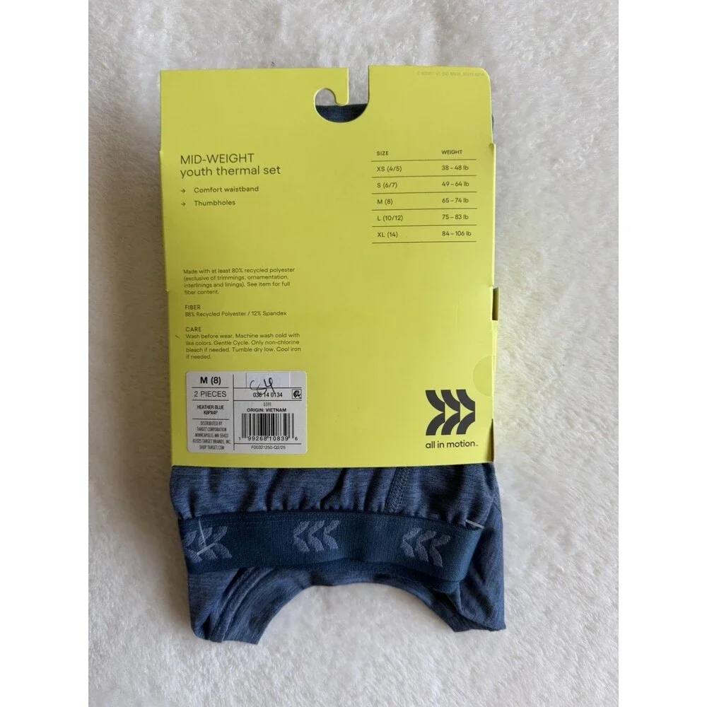 All in Motion Midweight Thermal Base Layer Set Unisex Kids Blue M (8)